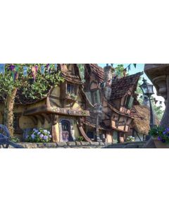 House Door Flower Tree Computer Printed Dance Recital Scenic Backdrop ACP-1038