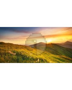 Grass Flower Sunset Computer Printed Dance Recital Scenic Backdrop ACP-1040