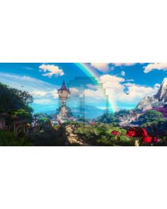 Cloud Tree Building Rainbow Computer Printed Dance Recital Scenic Backdrop ACP-1059