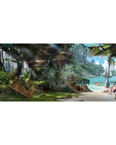 Sea Tree Boat Computer Printed Dance Recital Scenic Backdrop ACP-1072