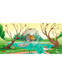 Tree House Computer Printed Dance Recital Scenic Backdrop ACP-1148