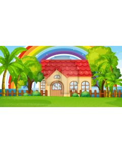 Rainbow House Computer Printed Dance Recital Scenic Backdrop ACP-1168
