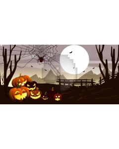 Pumpkin Lantern Spider Moon Computer Printed Dance Recital Scenic Backdrop ACP-1251