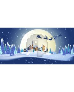 Santa Claus Reindeer Fir Snow Computer Printed Dance Recital Scenic Backdrop ACP-1256