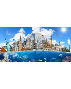 Statue Of Liberty Sunlight Sea Computer Printed Dance Recital Scenic Backdrop ACP-1269