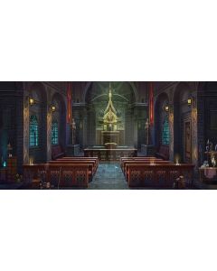 Mysterious church Computer Printed Dance Recital Scenic Backdrop ACP-231
