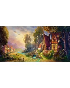 a lonely village Computer Printed Dance Recital Scenic Backdrop ACP-242
