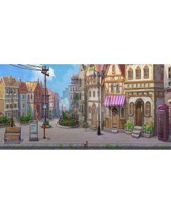 pretty town Computer Printed Dance Recital Scenic Backdrop ACP-268