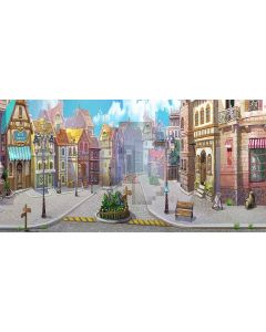 bustling town Computer Printed Dance Recital Scenic Backdrop ACP-271