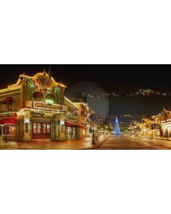 christmas street Computer Printed Dance Recital Scenic Backdrop ACP-036