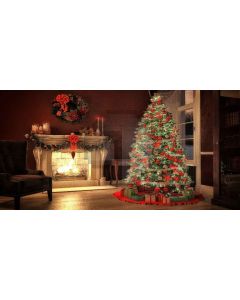 tree and fireplace Computer Printed Dance Recital Scenic Backdrop ACP-414