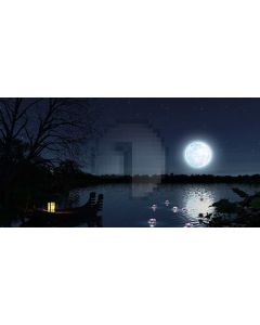 Tree Moon Sea Boat Lotus Computer Printed Dance Recital Scenic Backdrop ACP-534