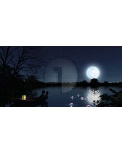 Tree Moon Sea Boat Lotus Lantern Computer Printed Dance Recital Scenic Backdrop ACP-535