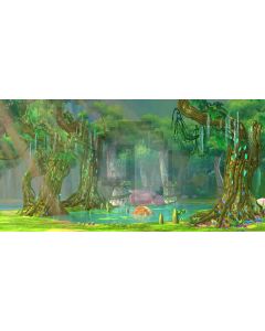 Bright Forest River Stone Illumination Computer Printed Dance Recital Scenic Backdrop ACP-545
