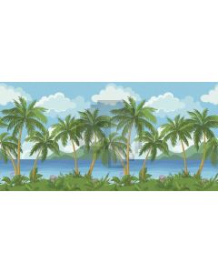 Seaside Tree Grass Flower Cloud Sky Computer Printed Dance Recital Scenic Backdrop ACP-571