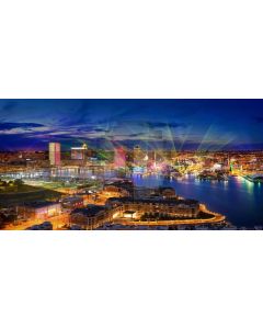 Night Light River Building Computer Printed Dance Recital Scenic Backdrop ACP-583