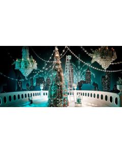 Christmas Tree Candle Building Computer Printed Dance Recital Scenic Backdrop ACP-588