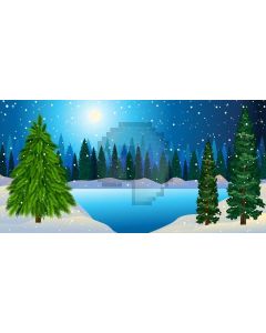 River Tree Moon Snow Computer Printed Dance Recital Scenic Backdrop ACP-592