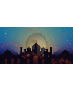 Castle Fence Sunset Computer Printed Dance Recital Scenic Backdrop ACP-594