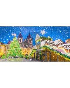 Christmas Tree Snow Light Computer Printed Dance Recital Scenic Backdrop ACP-621