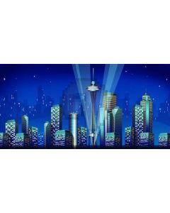 Building Night Blue Star Computer Printed Dance Recital Scenic Backdrop ACP-623