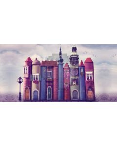 Castle Clock Cloud Flowers Arch Computer Printed Dance Recital Scenic Backdrop ACP-629
