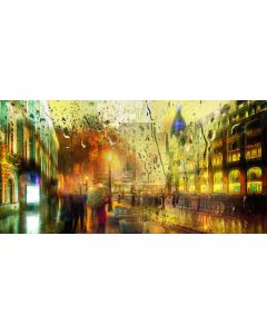 People Street Rain Building Arch Computer Printed Dance Recital Scenic Backdrop ACP-637