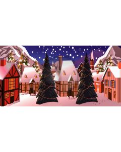 Snow House Tree Window Light Computer Printed Dance Recital Scenic Backdrop ACP-651