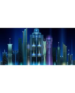 Building Dark Purple Blue Computer Printed Dance Recital Scenic Backdrop ACP-653