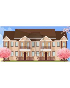 House Flowers Sky Cloud Computer Printed Dance Recital Scenic Backdrop ACP-656