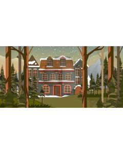 House Tree Grass Computer Printed Dance Recital Scenic Backdrop ACP-660
