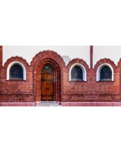 Arch Door Window Brick Wall Computer Printed Dance Recital Scenic Backdrop ACP-662