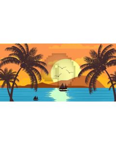 Sea Sun Boat Tree Computer Printed Dance Recital Scenic Backdrop ACP-679