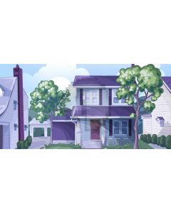 House Tree Sky Cloud Computer Printed Dance Recital Scenic Backdrop ACP-682