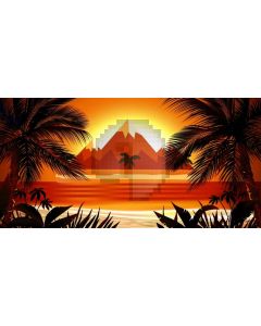 Mountain Sea Sunset Tree Computer Printed Dance Recital Scenic Backdrop ACP-683