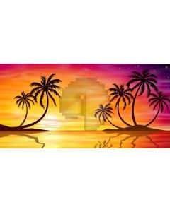 Sea Sunset Tree Computer Printed Dance Recital Scenic Backdrop ACP-715