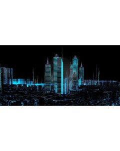 Building Blue Light Night Computer Printed Dance Recital Scenic Backdrop ACP-736