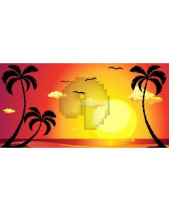 Sun Sunset Tree Bird Computer Printed Dance Recital Scenic Backdrop ACP-770