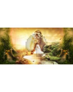 Tree Fountain Sunset Plant Computer Printed Dance Recital Scenic Backdrop ACP-780