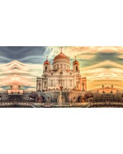 Castle Sunset Arch Brick Computer Printed Dance Recital Scenic Backdrop ACP-785
