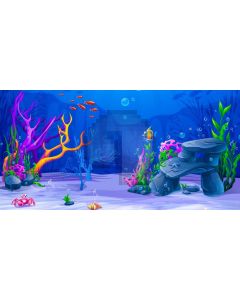 Underworld Fish Stone Tree Computer Printed Dance Recital Scenic Backdrop ACP-788