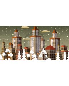Building Snow Tree Cloud Computer Printed Dance Recital Scenic Backdrop ACP-802