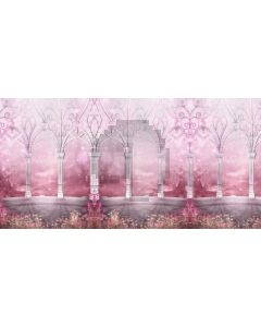 Pink Flower Foggest Flower Shaped Computer Printed Dance Recital Scenic Backdrop ACP-804