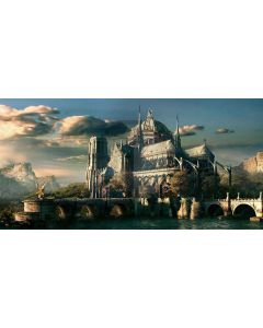 mysterious castle Computer Printed Dance Recital Scenic Backdrop ACP-080