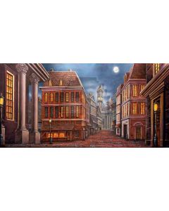 House Moon Sky Light Road Computer Printed Dance Recital Scenic Backdrop ACP-847