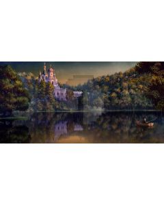 Castle Tree River Boat Computer Printed Dance Recital Scenic Backdrop ACP-861