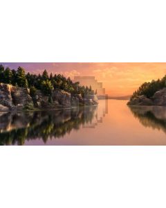 Tree Stone Sunset River Computer Printed Dance Recital Scenic Backdrop ACP-867