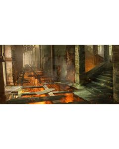 Pillar Wood Board Fire Brick Computer Printed Dance Recital Scenic Backdrop ACP-881