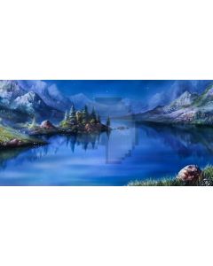 Tree Mountain River Stone Computer Printed Dance Recital Scenic Backdrop ACP-882