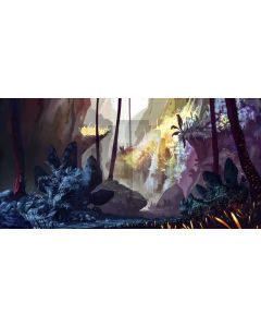 Stone Light Grass Tree Computer Printed Dance Recital Scenic Backdrop ACP-891